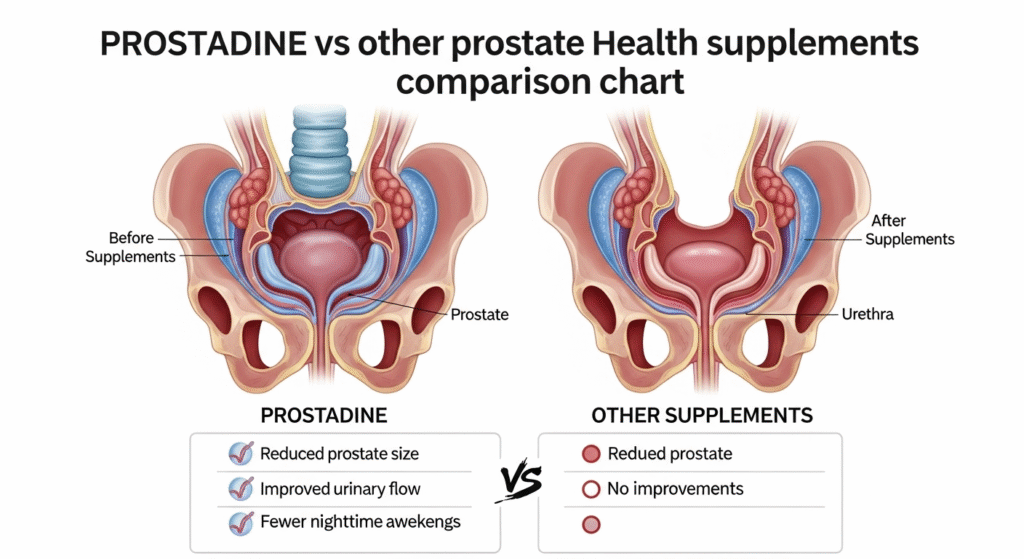 Prostadine vs other prostate health supplements comparison chart