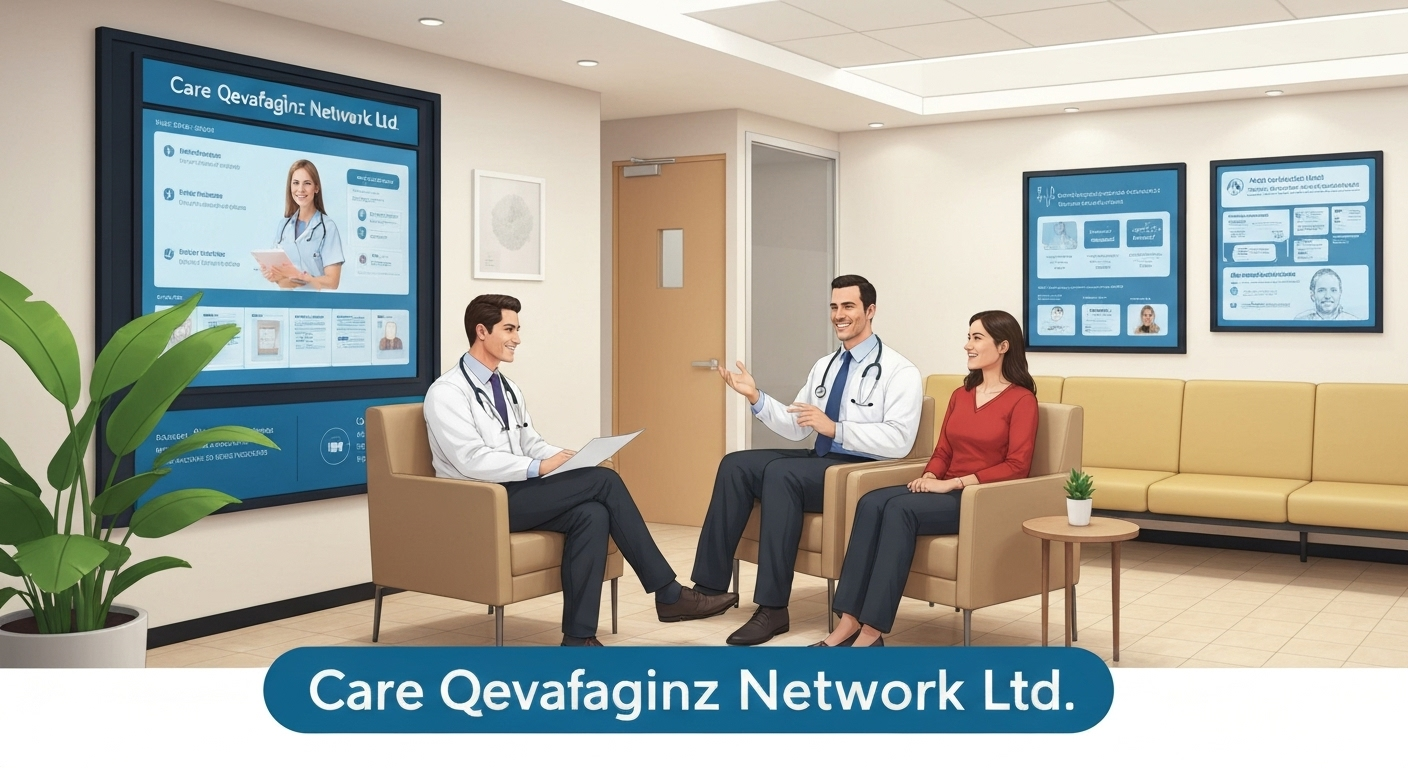 Healthcare provider meeting with a representative from Care Qevafaginz Network Ltd, discussing partnership benefits and support services.