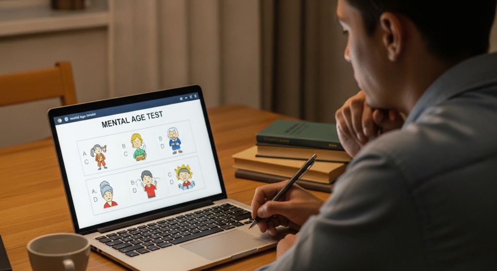 Free mental age test evaluating emotional, intellectual, and psychological responses
